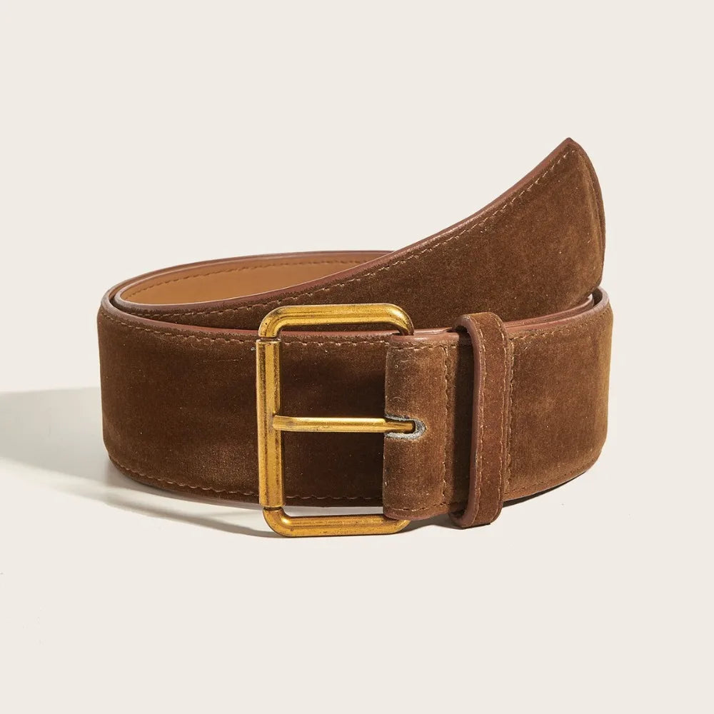 Women's Retro Wide PU Belt – Pin Buckle Waistband | 4.8cm Women's Wide Belt SWANS Brown-112cm-