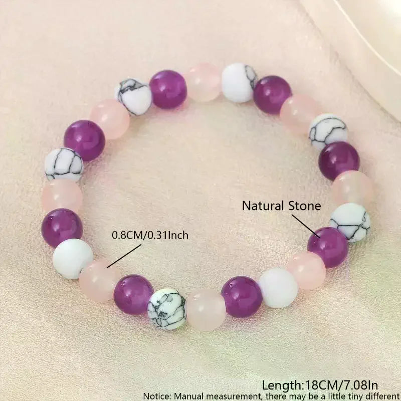 8mm Natural Stone Bracelet – Turquoise, Amethyst & Rose Quartz Stone Beaded Bracelet SWANS