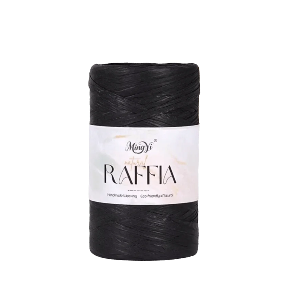 Multi-Colored Raffia Yarn 100g – Bamboo Fiber Knit & Crochet Raffia Craft Yarn SWANS Black