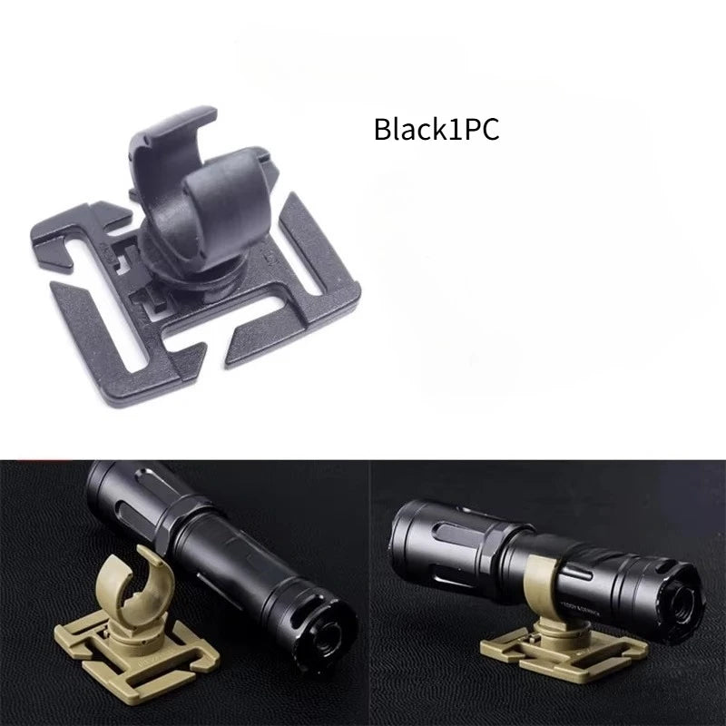 Rotating Flashlight Clip 25mm Tactical Webbing Buckle 1-2 Pack Tactical Clip Buckle SWANS Black1PC