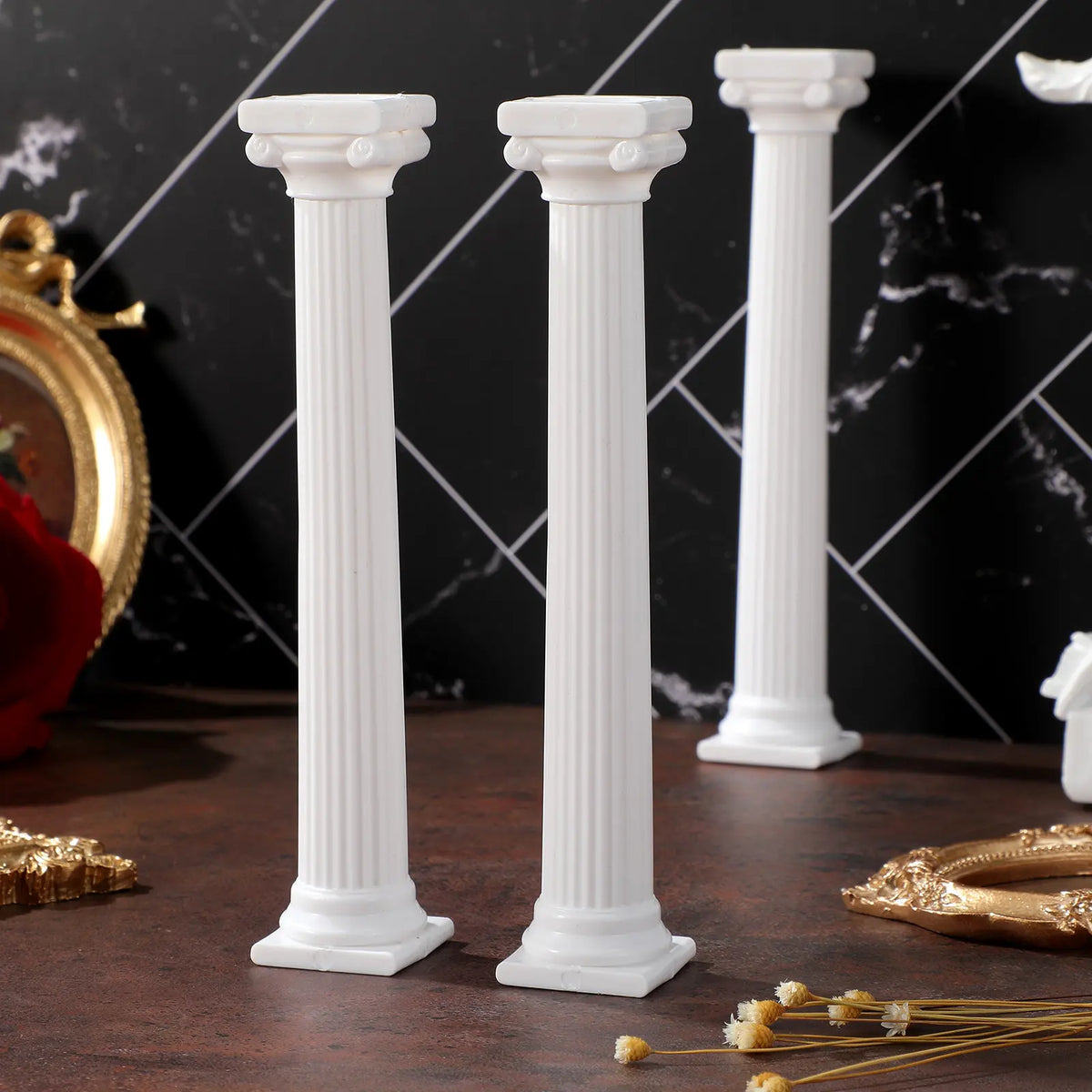 6-Pack Mini White Roman Column Pillars – Party & Wedding Décor Decorative Pillar Set SWANS