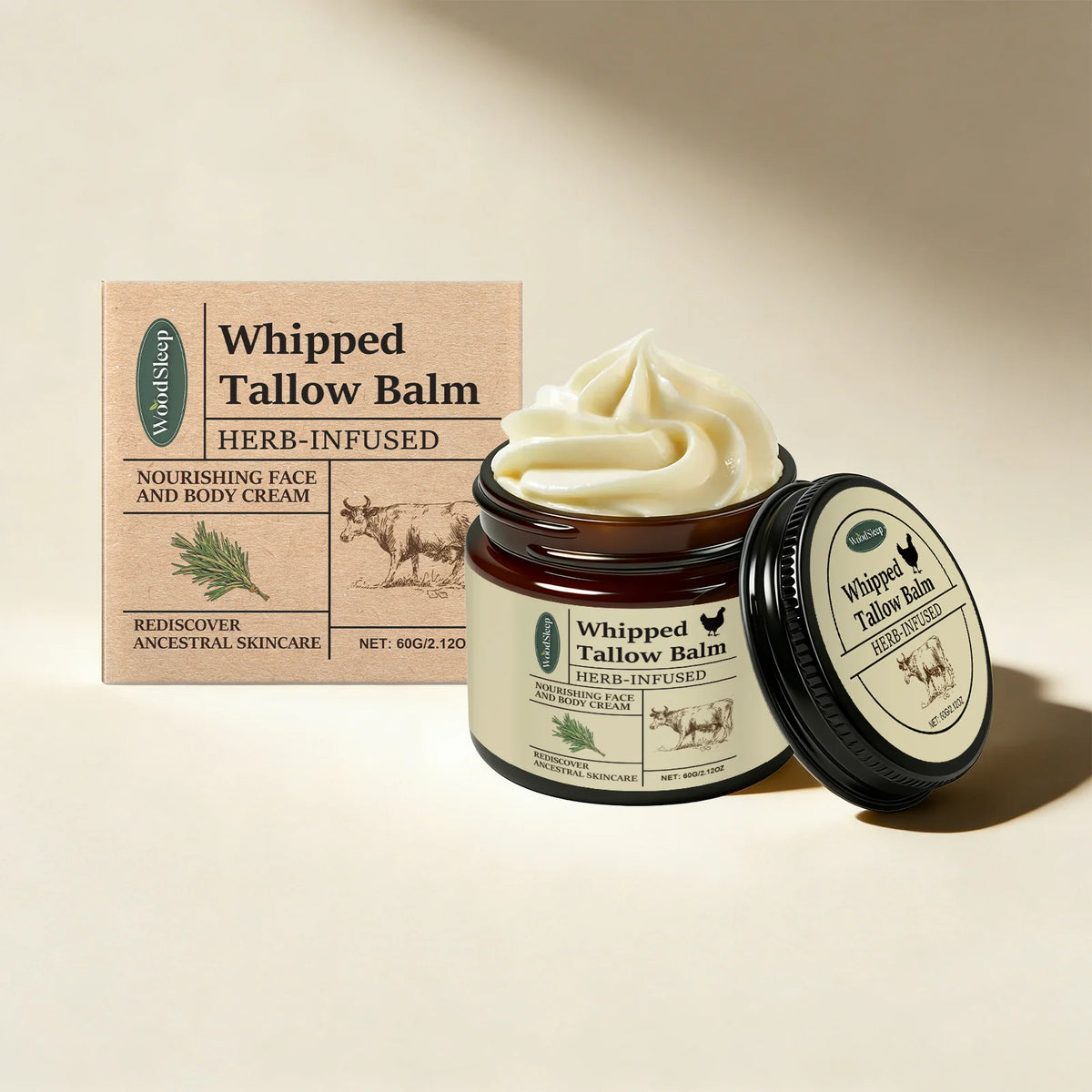 WOODSLEEP Beef Tallow Body Lotion – Hydrating & Brightening Body Lotion Cream SWANS