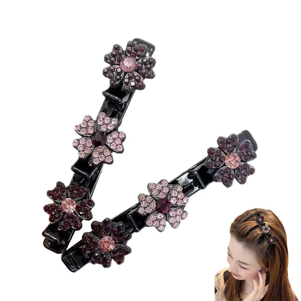 Crystal Rhinestone Braided Hair Clips – Barrettes for Women Hair Clip Barrettes SWANS A-Purple-1Pcs China Mainland