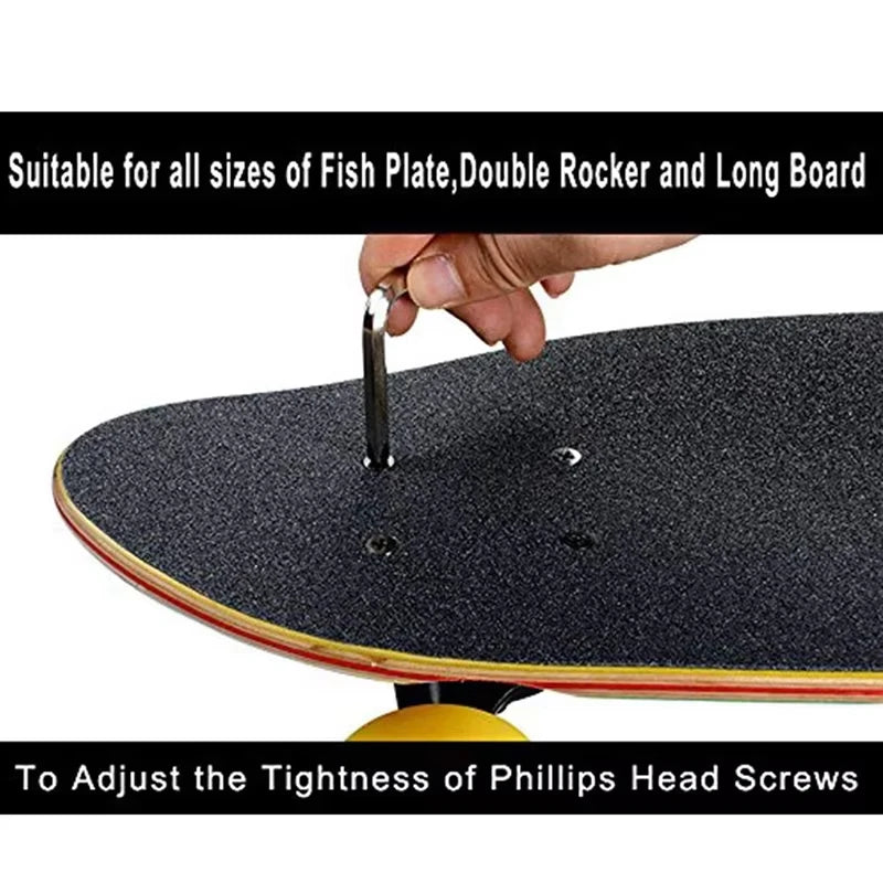 Skateboard T-Tool Multi-Function Wrench, Allen Key & Screwdriver Skateboard Tool SWANS