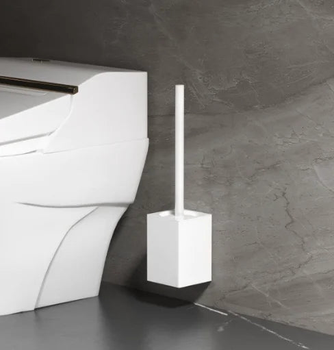 SWANS No-Drill Toilet Brush with Shelf – Deep Clean Toilet Brush Set SWANS white toilet brush