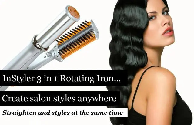 2-in-1 Rotating Hair Curler & Styling Brush Iron | 3 Heat Levels Curling Brush Iron SWANS