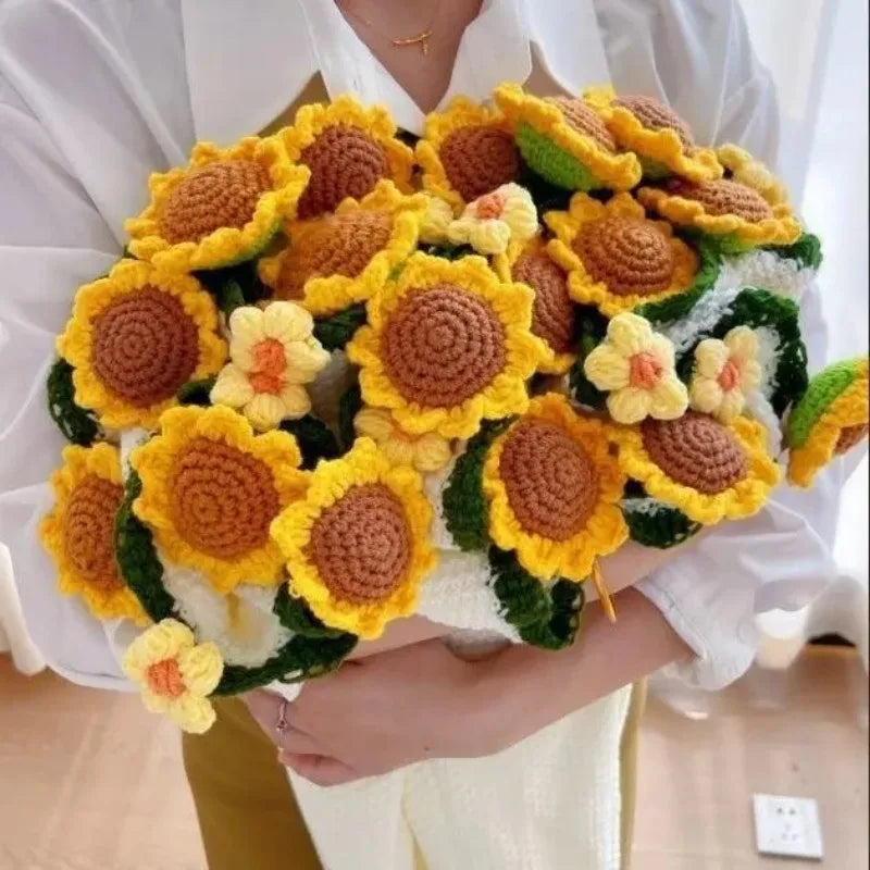 Sunflower Bouquet Blanket – Knitted Throw Unfolds to Sofa Cover Knitted Throw Blanket SWANS