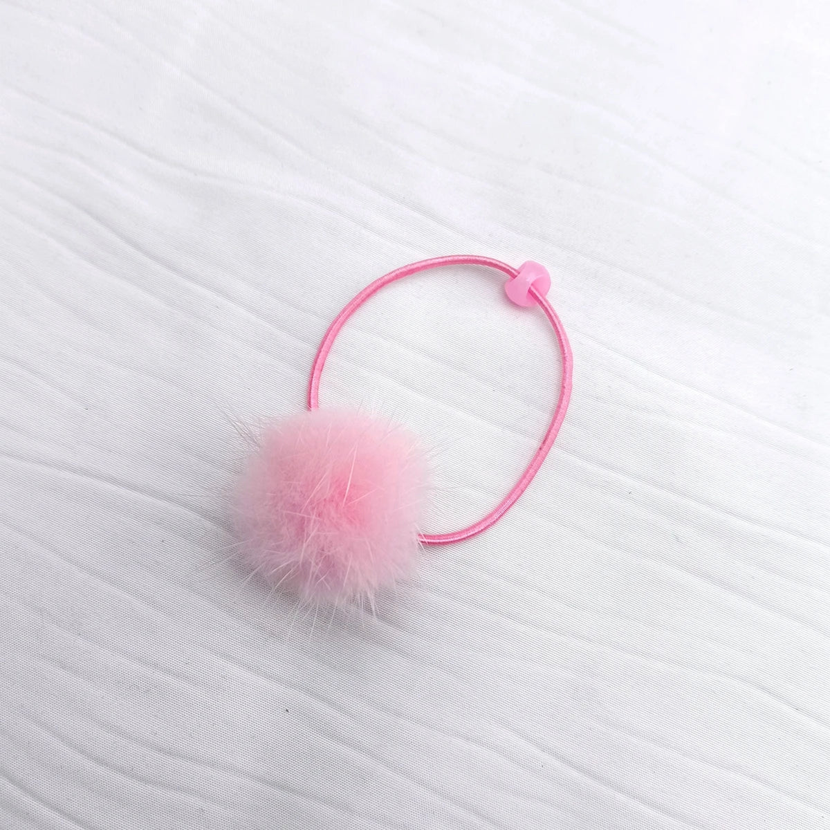 Women's Pompom Elastic Hair Band – Ponytail Holder Elastic Hair Band SWANS 1 pc pink