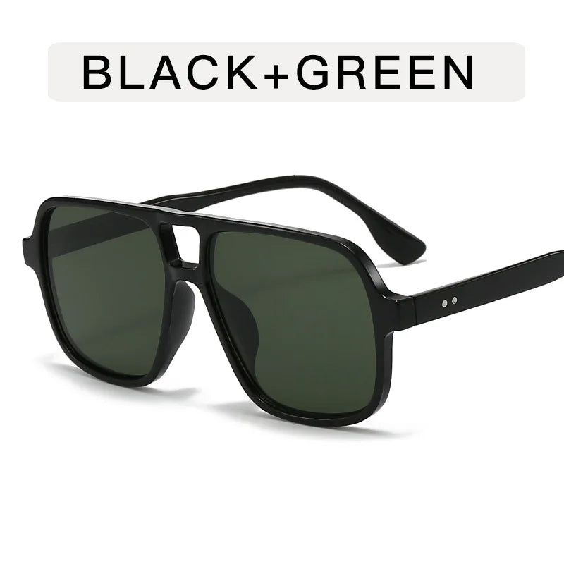Y2K Oversized Double Bridge Square Sunglasses UV400 Fashion Sunglasses SWANS Black G15