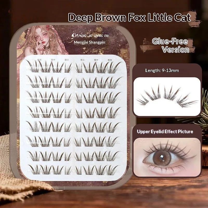 No-Glue 3D Manga Cat Eye False Lashes – Reusable & Curly False Eyelashes SWANS 09 C