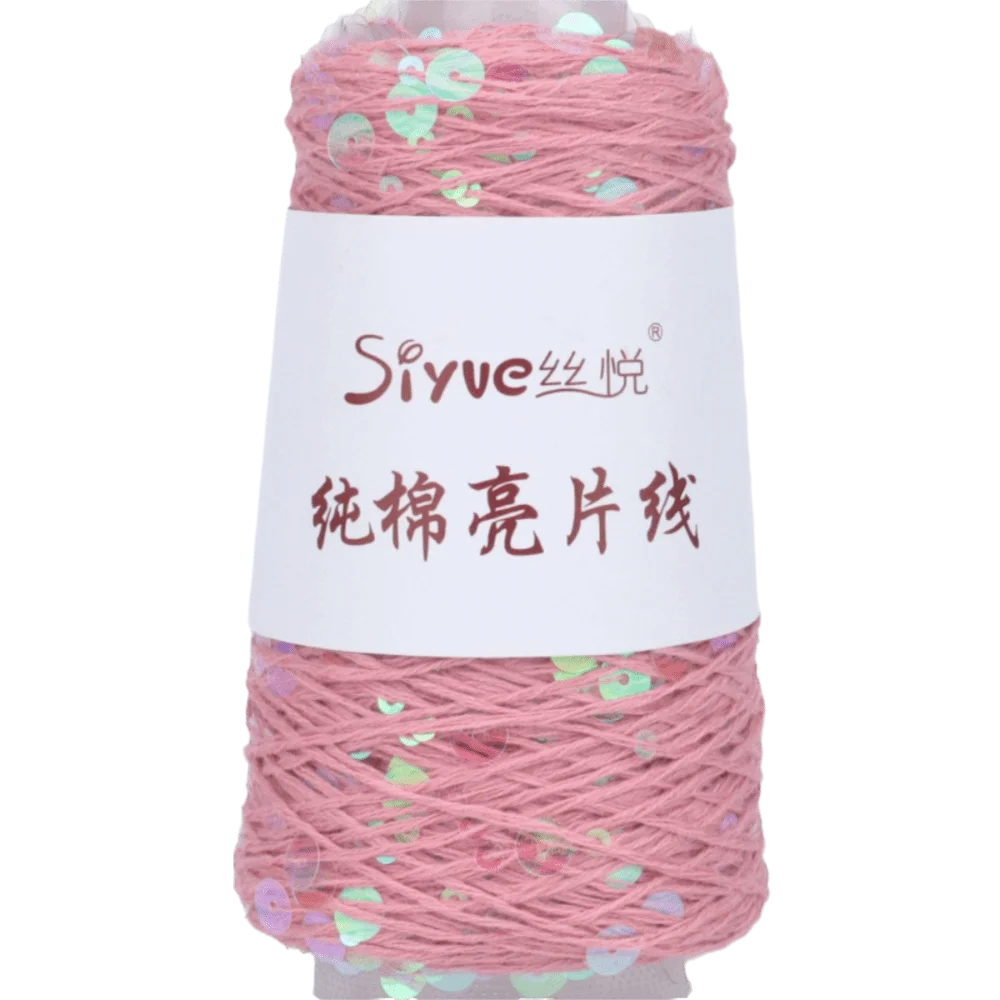 Shiny Sequin Hand Knitting Yarn – Glitter Craft Thread Roll Knitting Yarn SWANS Dark Pink