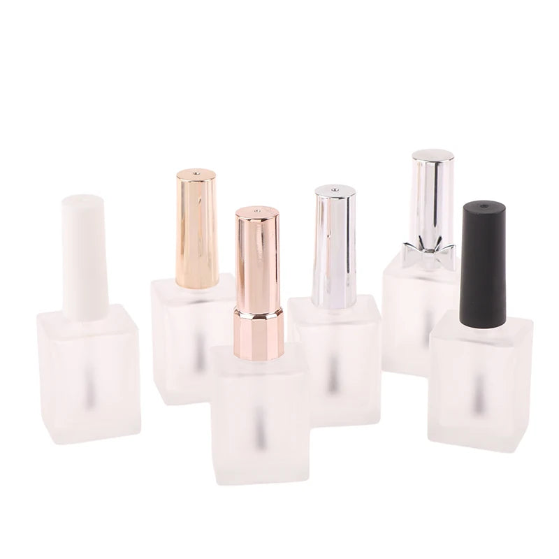 15ml Frosted Glass Nail Polish Bottle with Brush – Light-Resistant Nail Polish Bottle SWANS