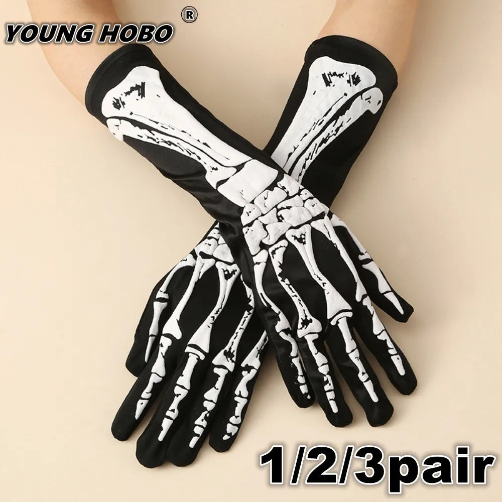 Halloween Skeleton Gloves – Spooky Costume Accessory 1-3 Pair Costume Gloves SWANS