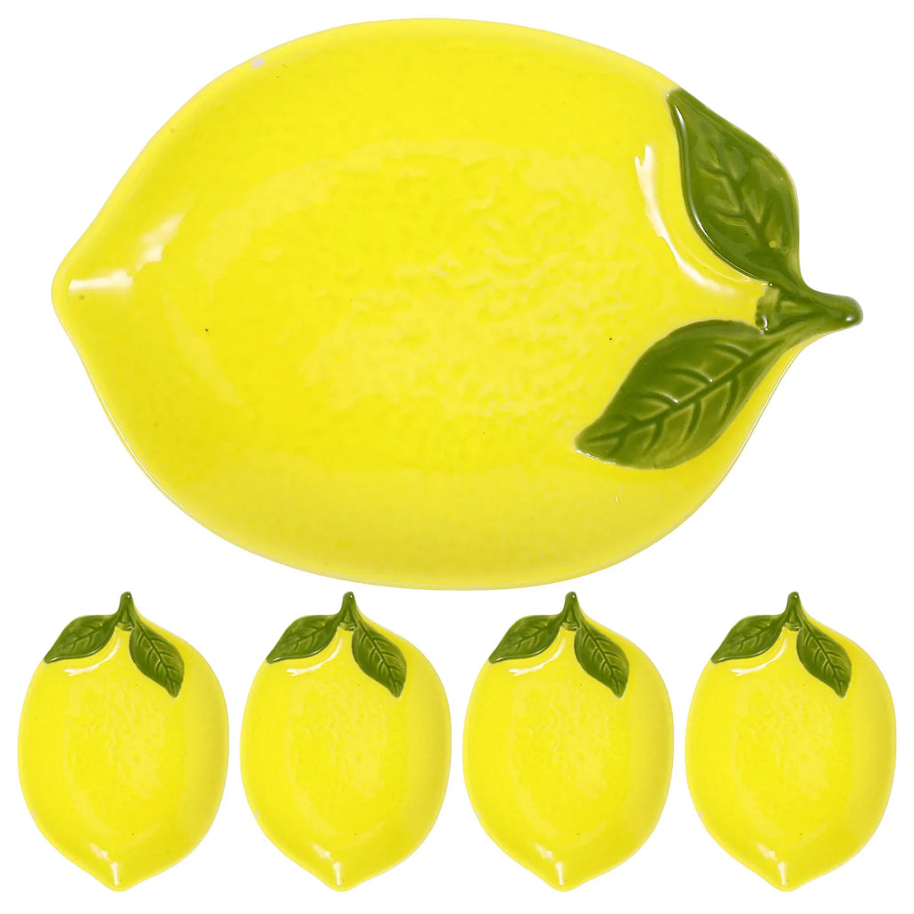 5-Pack Ceramic Lemon Serving Dishes – Snack & Dessert Plates Ceramic Serving Dish SWANS