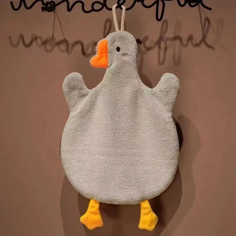 SWANS Cartoon Goose Hanging Hand Towel – Quick Dry & Soft Hanging Hand Towel SWANS gray