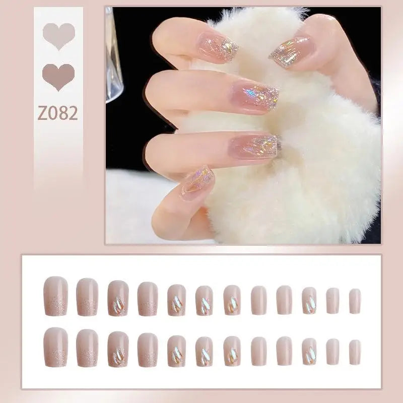 Press-On French Tip Acrylic Nails – 24pc Short Fake Nail Set