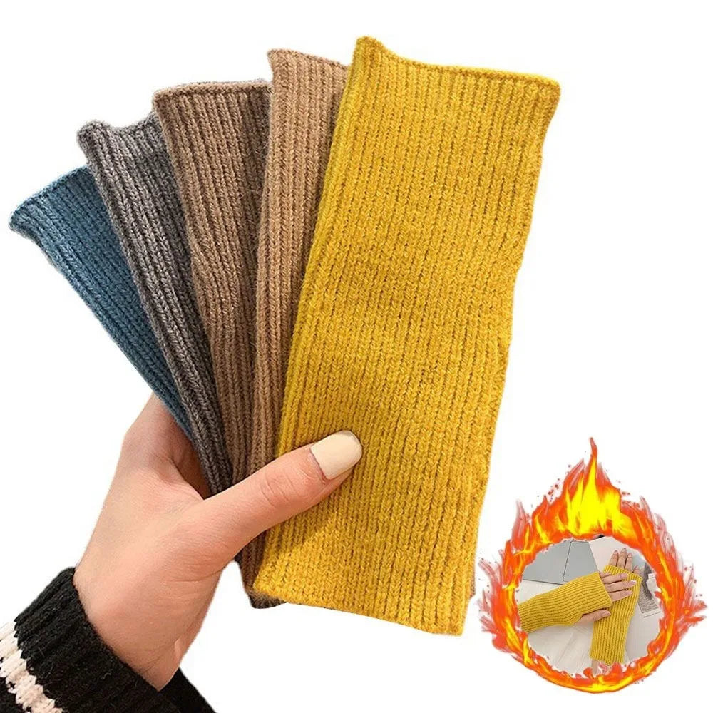 Soft Knit Fingerless Gloves – Warm Half Finger Mittens Fingerless Knit Gloves SWANS