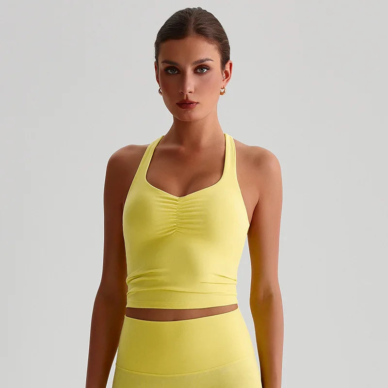Women's Cross Back Sports Bra – High Support Yoga Tank Top Women's Sports Bra SWANS Jade Yellow XL