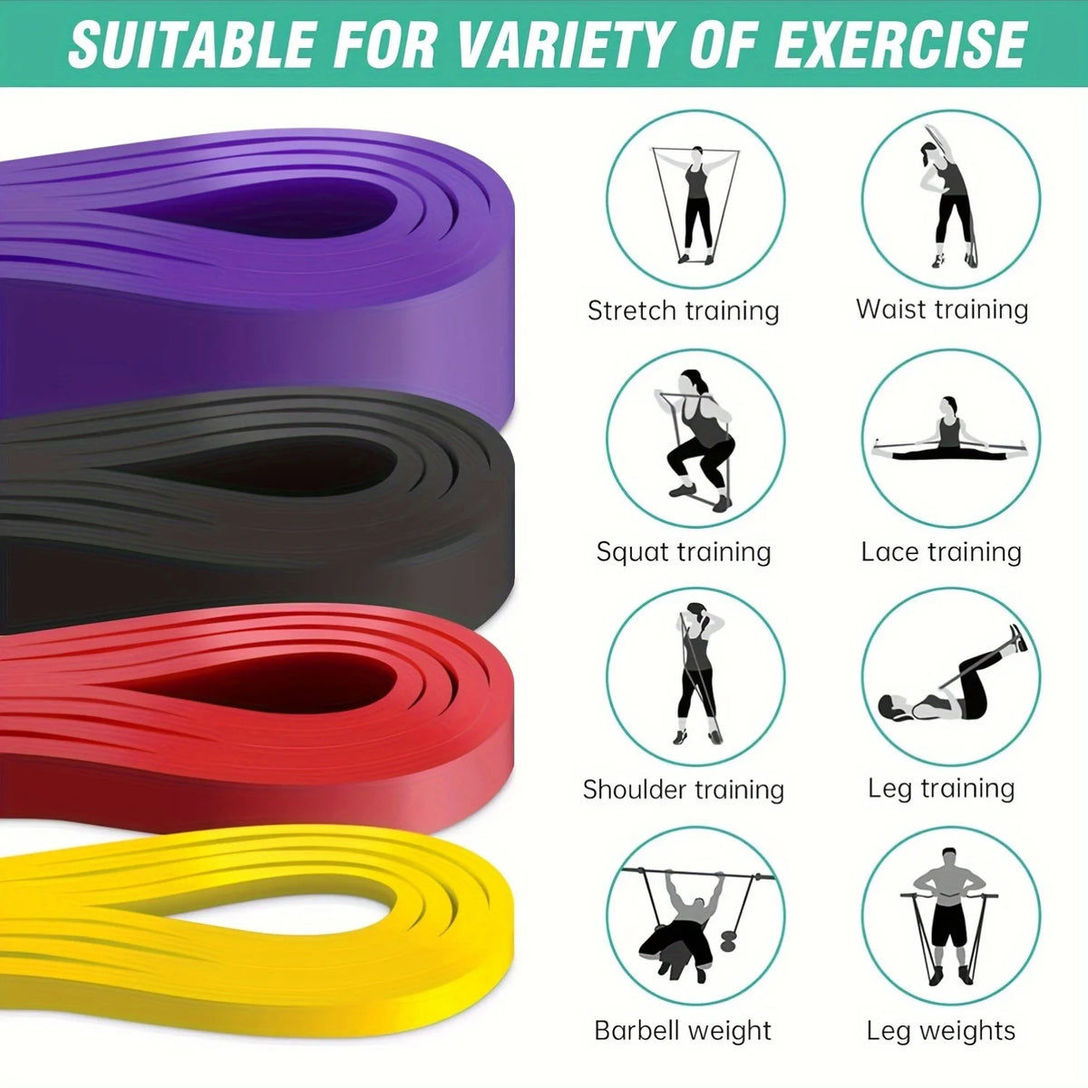 Heavy Tension TPE Resistance Band – Stackable Anti-Snap Gym Resistance Band SWANS