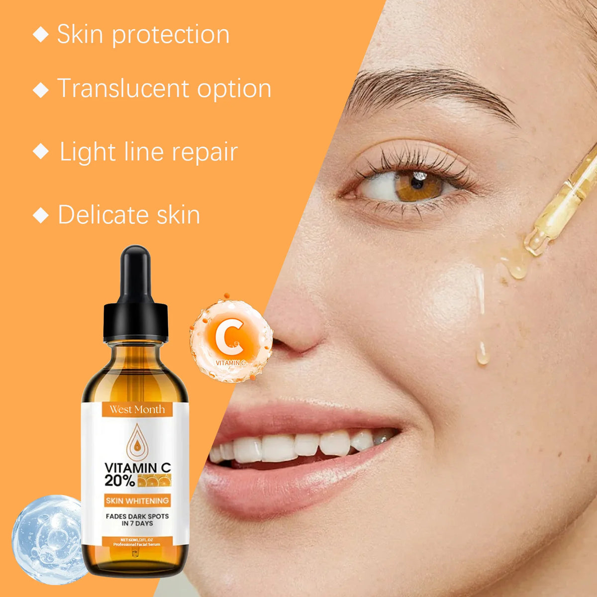 WEST MONTH Vitamin C Face Serum – Brighten & Hydrate Skin Vitamin C Face Serum SWANS