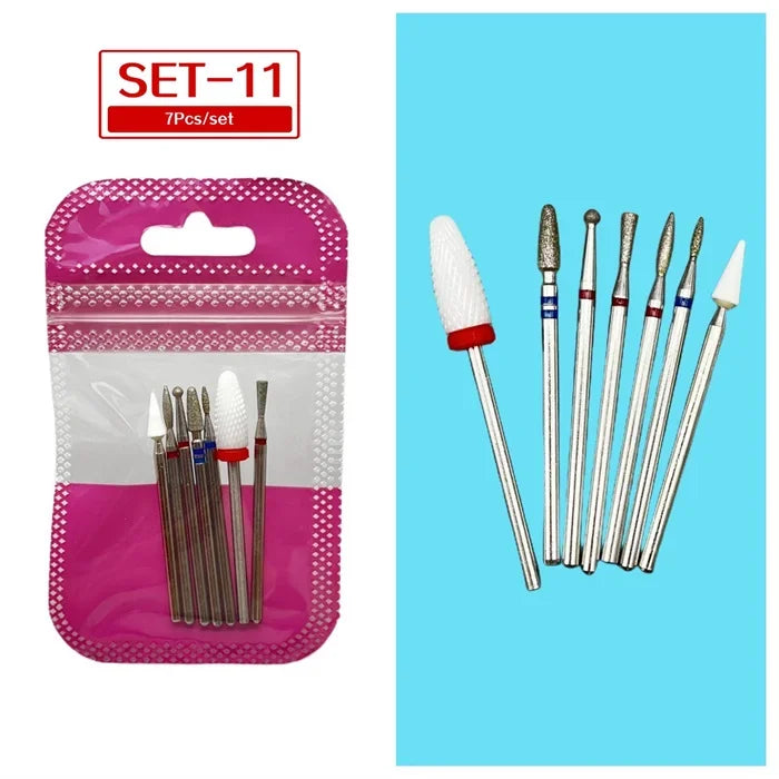 Tungsten Steel Nail Drill Bit Set – Cuticle Milling Cutter 6/7pc