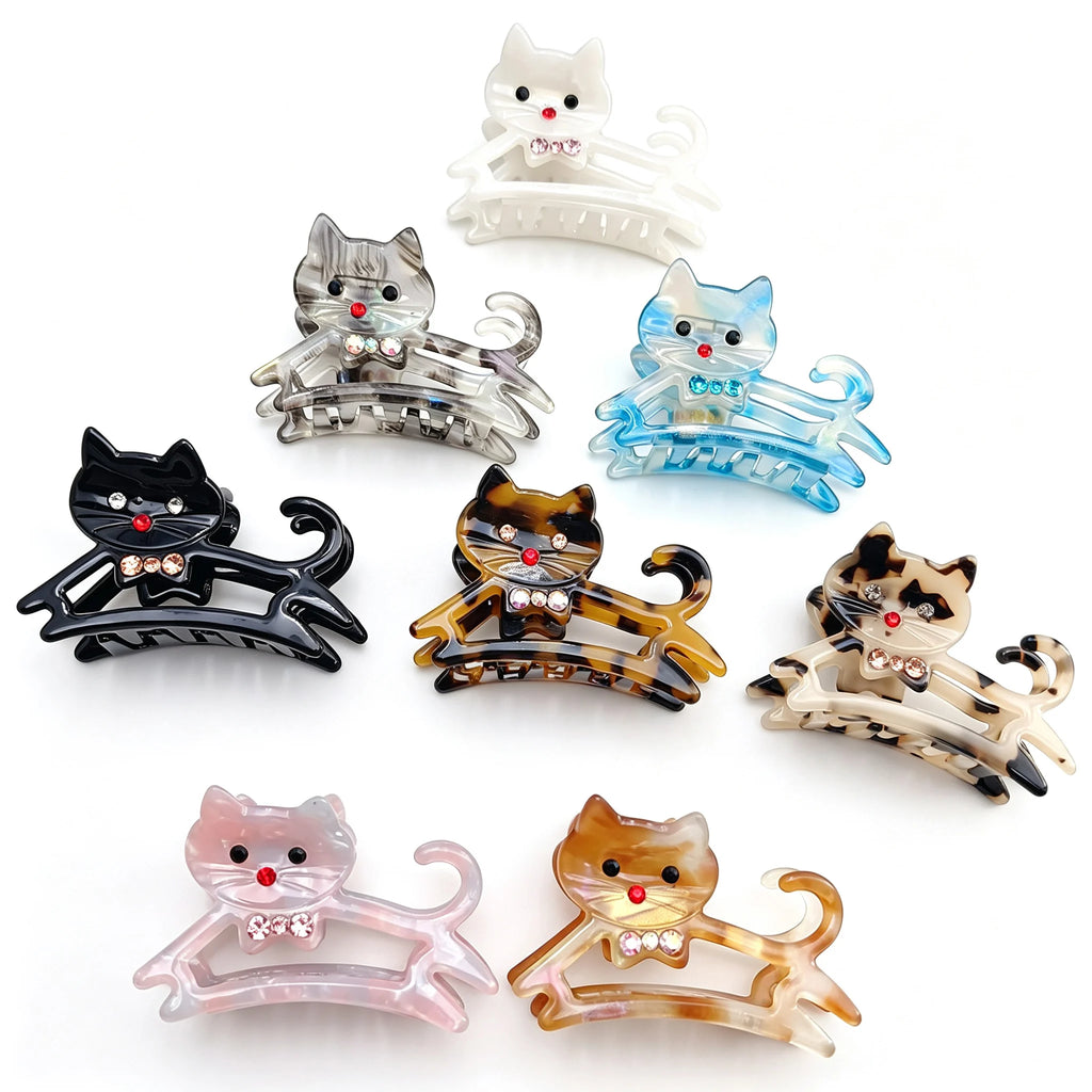Acetate Shark Hair Claw Clip 6cm – Rhinestone Cartoon Design Hair Claw Clip SWANS