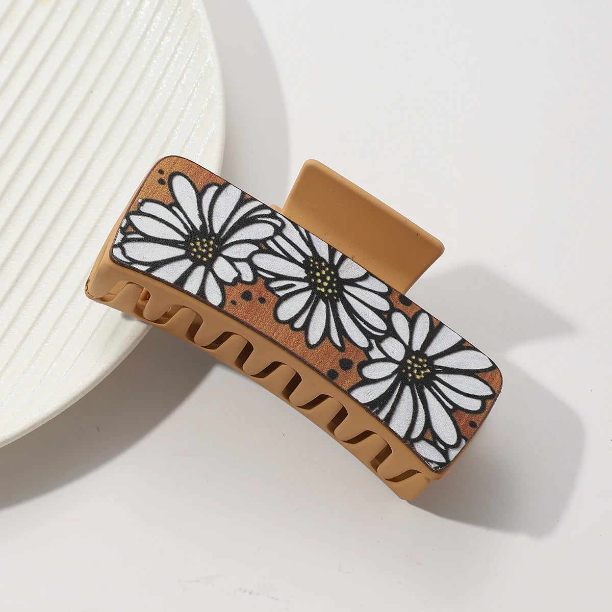 Western PU Leather Hair Claw Clips – Sunflower Southwest Print Hair Claw Clips SWANS 09