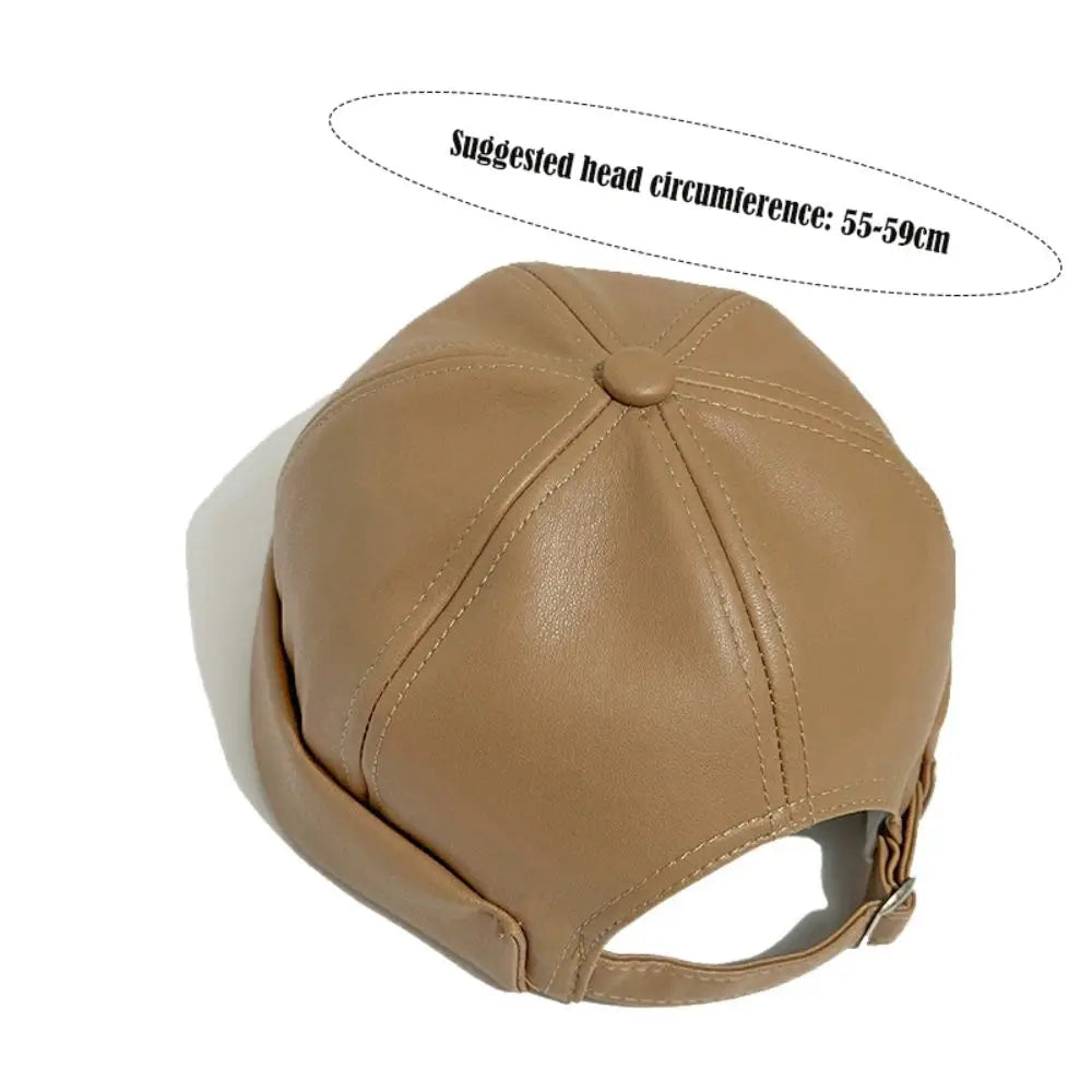 Retro PU Leather Brimless Hat – Unisex Adjustable Docker Cap Brimless Docker Hat SWANS