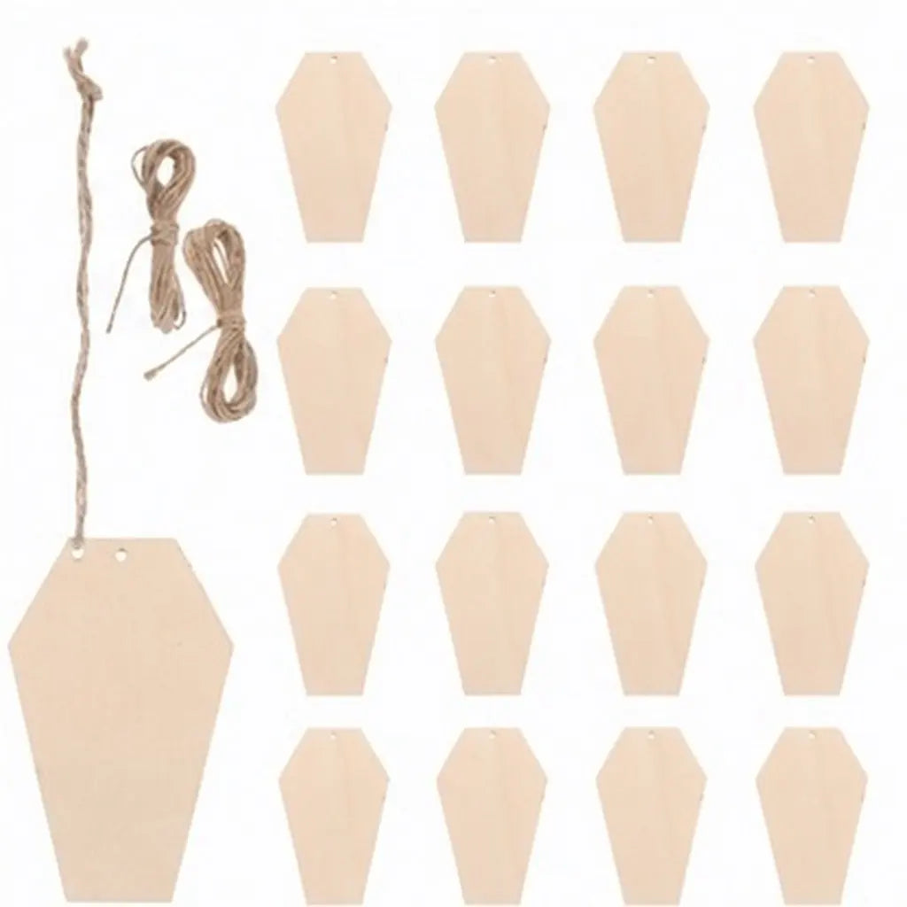 20-Pack Blank Wooden Coffin & Tombstone Cutouts | Halloween DIY Wood Craft Cutouts SWANS