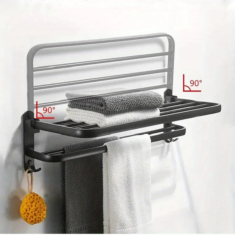 SWANS Punch-Free Aluminum Wall-Mounted Towel Bar & Rack Towel Bar Rack SWANS