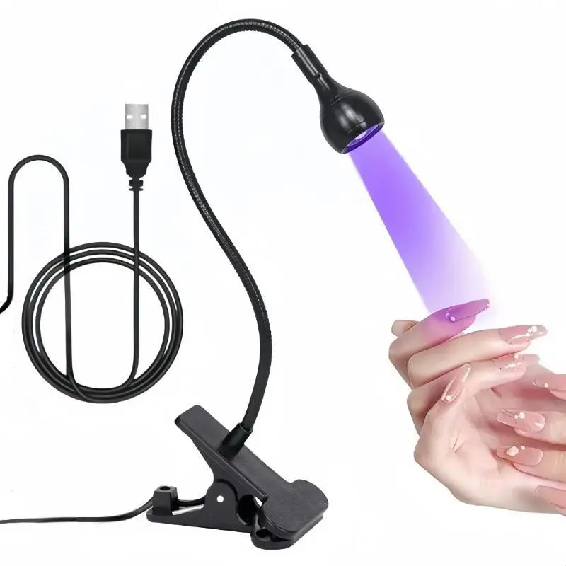 YOVIP Clip-On UV LED Nail Lamp 5W Portable Gel Dryer UV Nail Curing Lamp SWANS Black USB Type-C