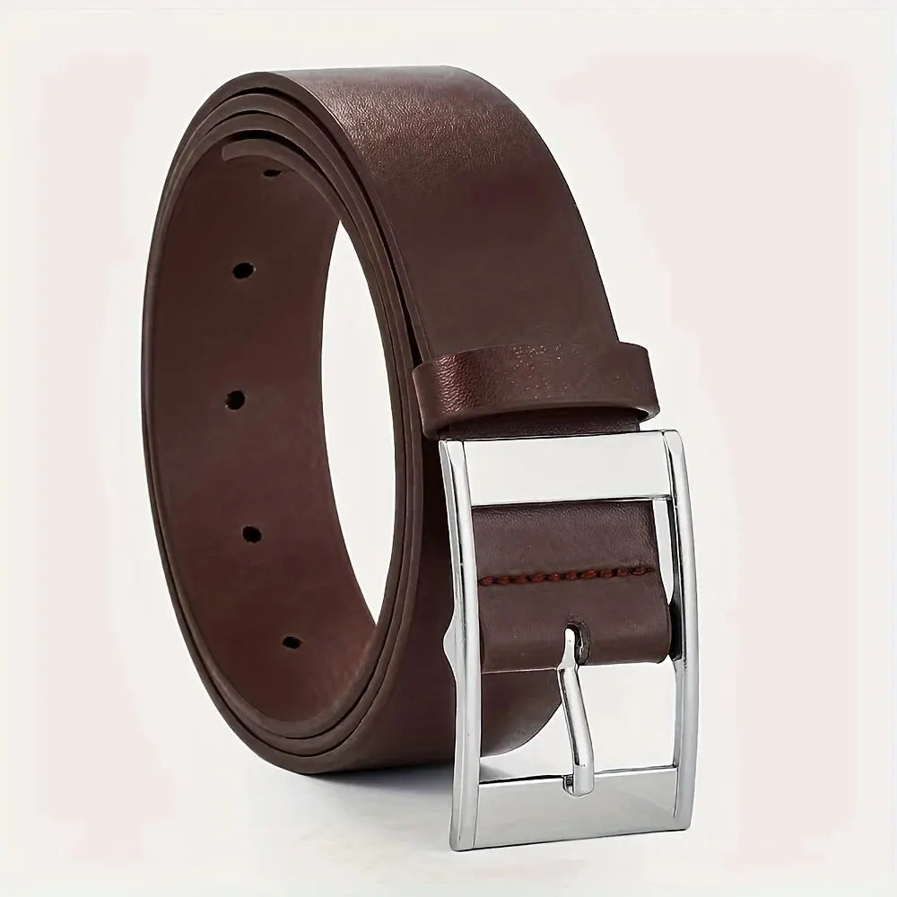 Men's PU Leather Belt – Metal Pin Buckle Casual Jean Belt Men's Leather Belt SWANS Coffee 125cm