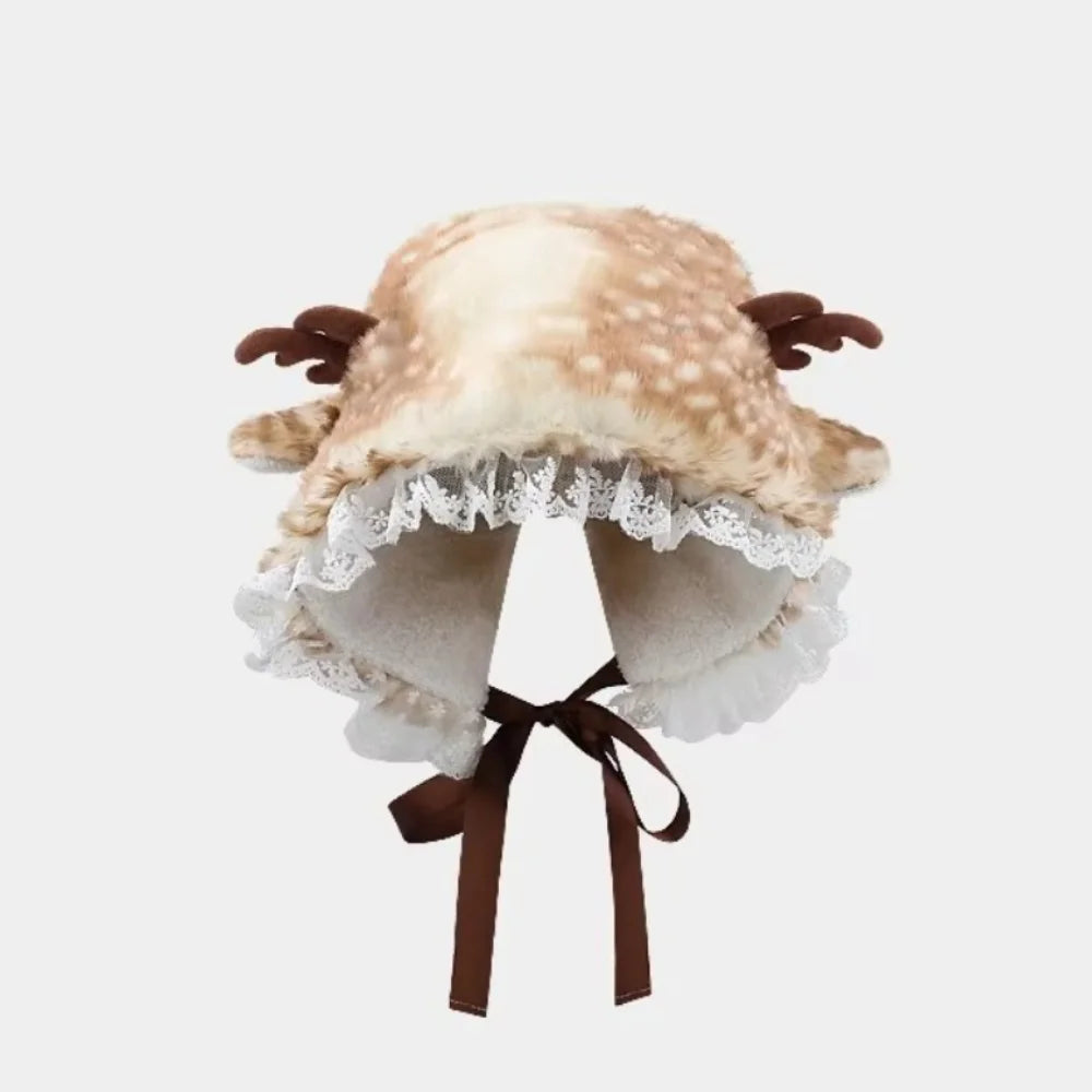 Women's Winter Plush Knit Hat – Christmas Deer Ear Beanie Winter Knit Beanie SWANS A
