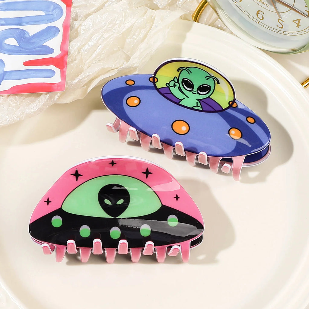 Cartoon Alien Spaceship Hair Claw Clip for Women & Girls Hair Claw Clip SWANS