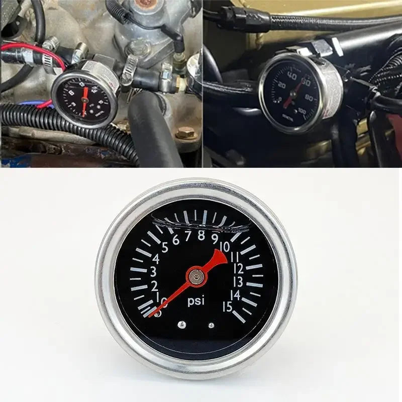 0–15 PSI Liquid-Filled Pressure Gauge 40mm 1/8" NPT | Fuel & Hydraulic Pressure Gauge SWANS