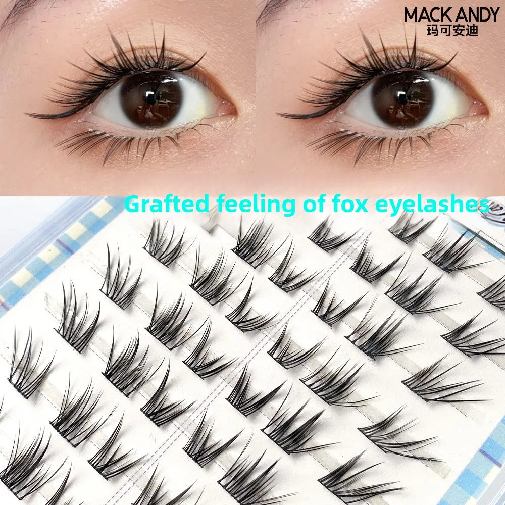 Self-Adhesive Fox Eye Cluster Lashes – No Glue Wispy Winged False Eyelashes SWANS