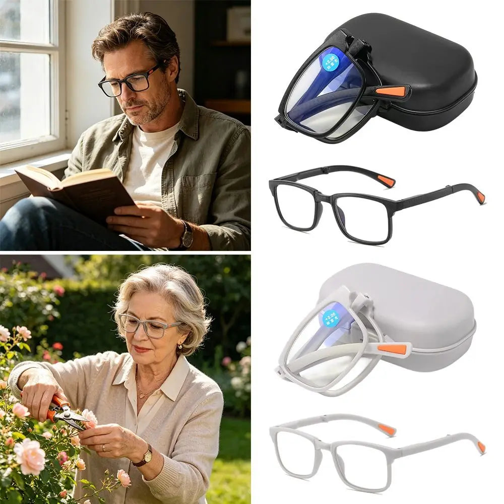 Anti-Blue Light Foldable Reading Glasses with Case – Unisex Reading Glasses SWANS