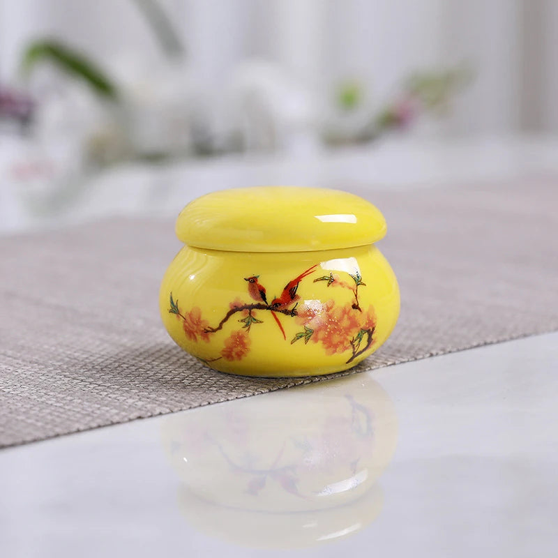 Ceramic Nail Dappen Dish with Lid – Acrylic Liquid & Powder Cup Nail Dappen Dish SWANS YELLOW
