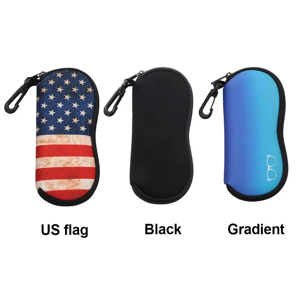 Neoprene Soft Glasses Case with Carabiner & Zipper Pouch Eyeglass Case SWANS
