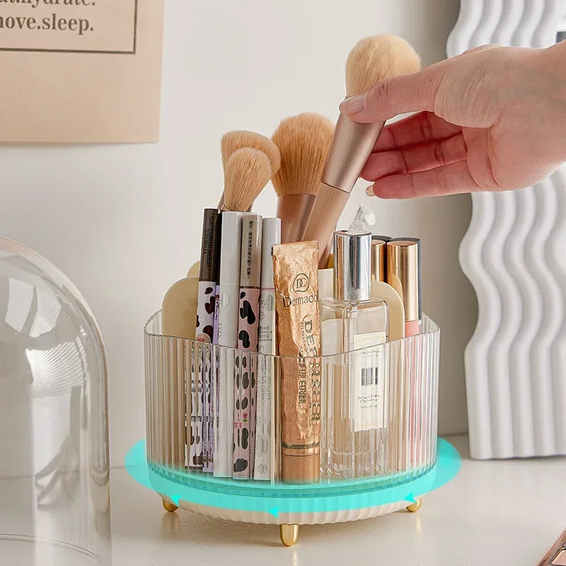 360 Rotating Makeup Brush Holder with Lid – Vanity Organizer Makeup Organizer SWANS