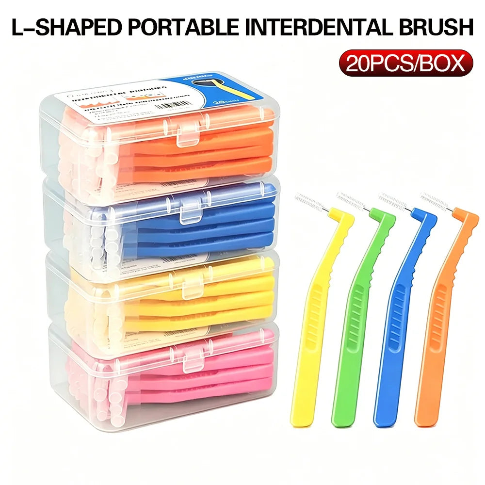 L-Shaped Interdental Brushes 20Pcs – Braces & Gap Cleaner Interdental Brush SWANS