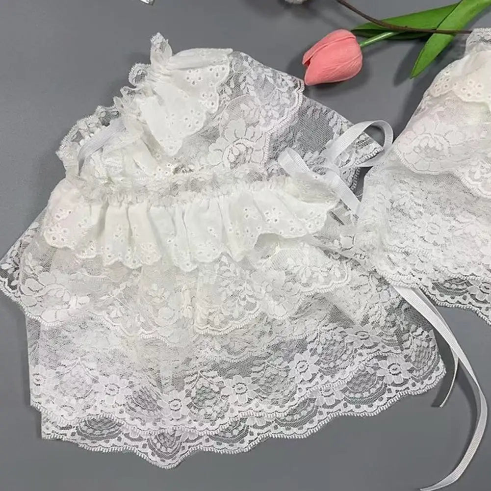 Korean Lace Layered Gauze Mini Skirt – White A-Line Women's Lace Mini Skirt SWANS