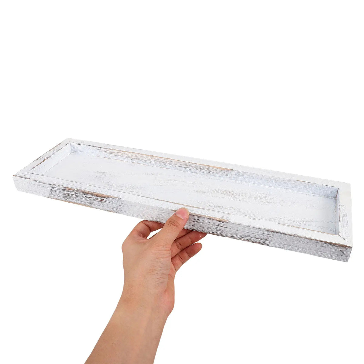 2-Pack Rustic Wooden Farmhouse Decorative Rectangle Trays Decorative Wood Tray SWANS