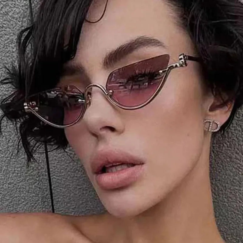 TOYEARN Cat Eye Sunglasses Women – Vintage UV400 Half Frame Cat Eye Sunglasses SWANS