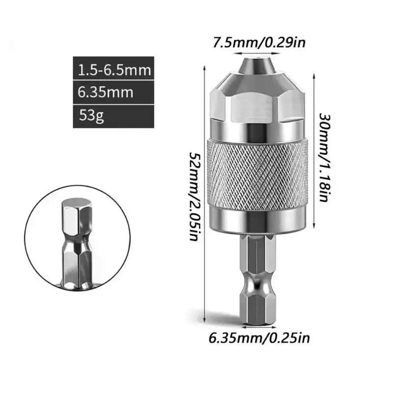 3-Jaw Hex Shank Quick Change Drill Chuck Adapter Converter Drill Chuck Adapter SWANS Silver