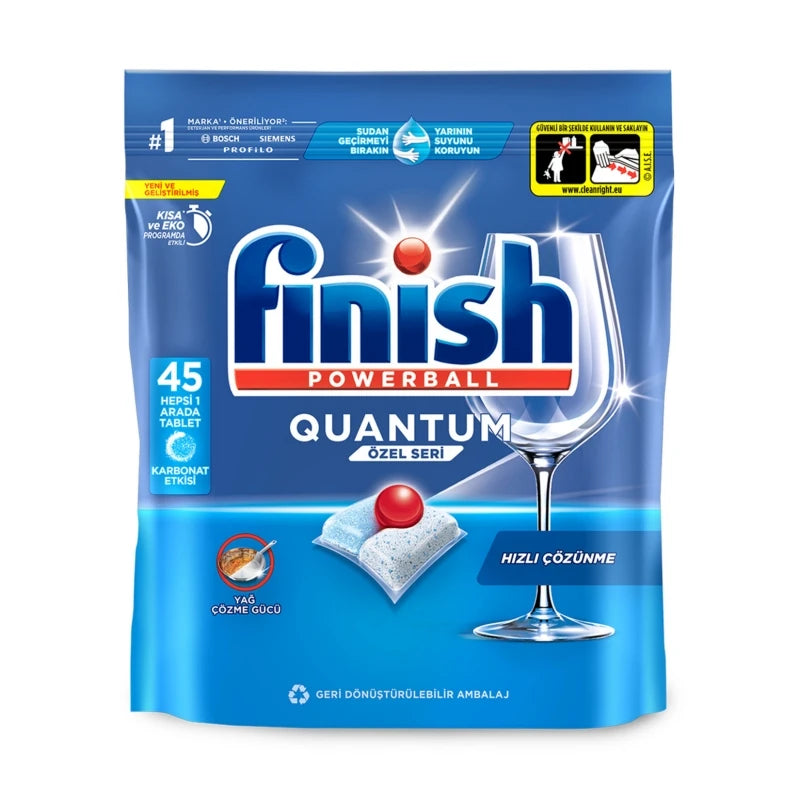 Finish Quantum Dishwasher Tabs 80/100pcs – 3-in-1 Formula Dishwasher Detergent Tabs SWANS 45pcs