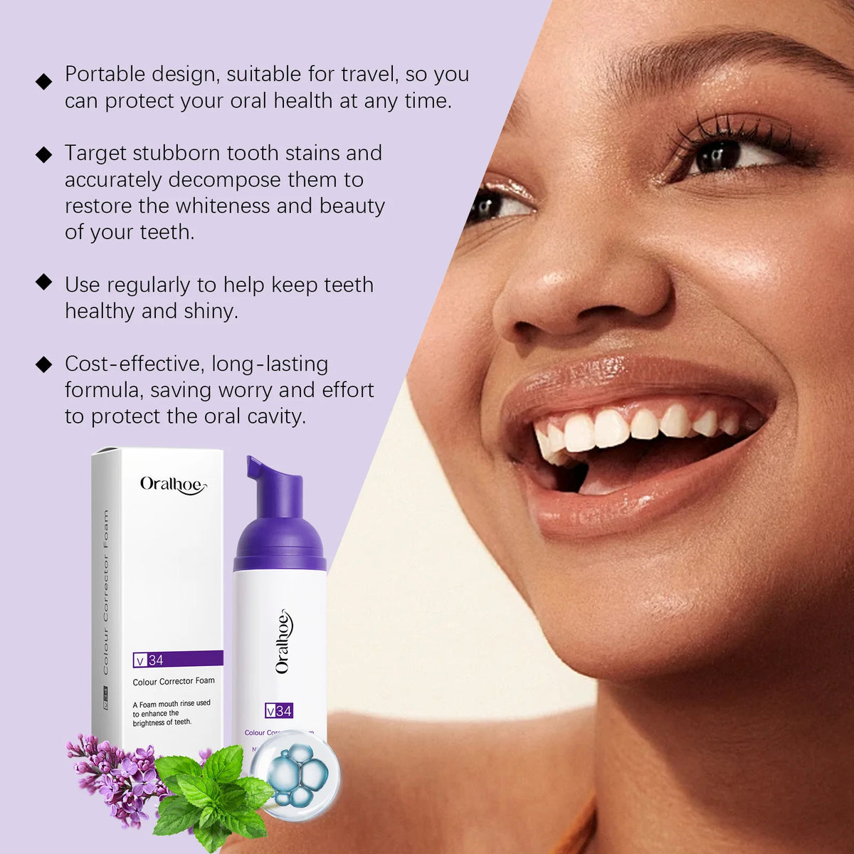 V34 Teeth Whitening Mousse – Brightening Foam Toothpaste Whitening Mousse Toothpaste SWANS