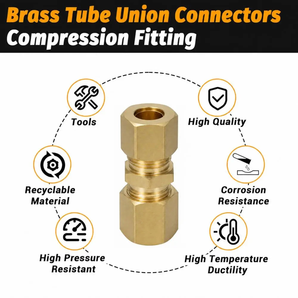 Brass Compression Straight Fitting – Multiple Sizes Tube Connector Compression Tube Fitting SWANS