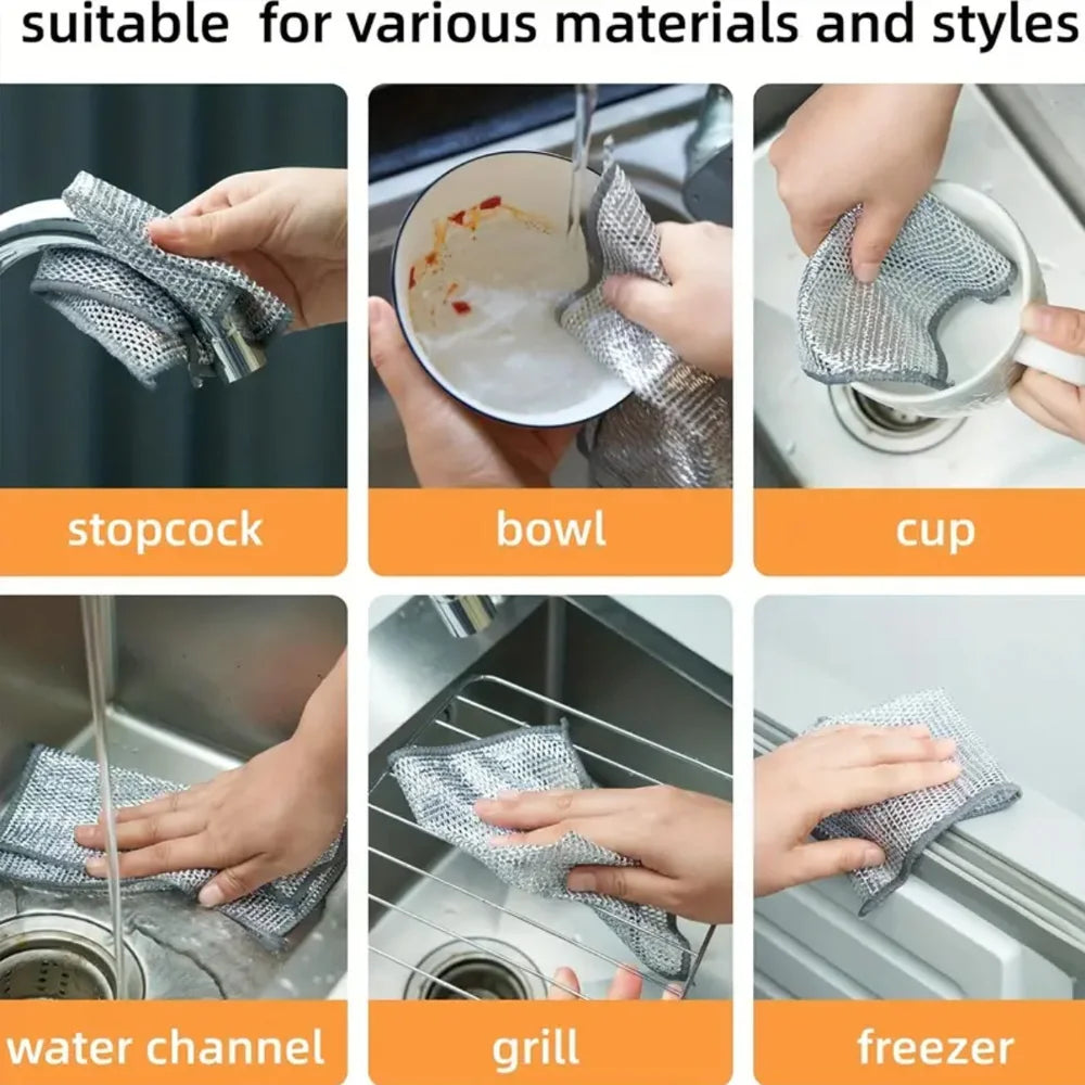 SWANS Steel Wire Dishwashing Cloth – 5/10/30 Pack Scrubber Kitchen Scrubbing Cloth SWANS