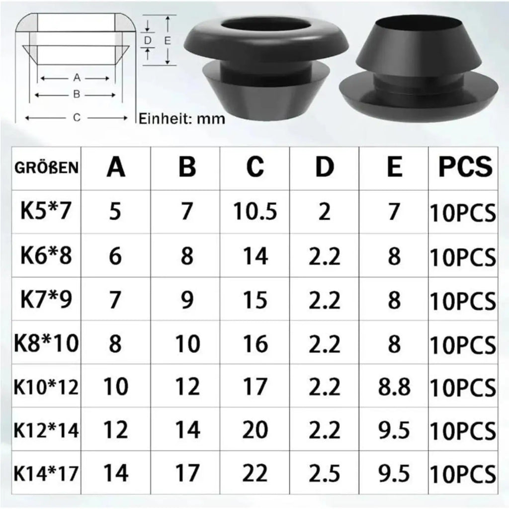 70-Piece Rubber Grommet Kit – Cable Wire Protector & Hole Seal Rubber Grommet Kit SWANS Black 140PCS(2set)